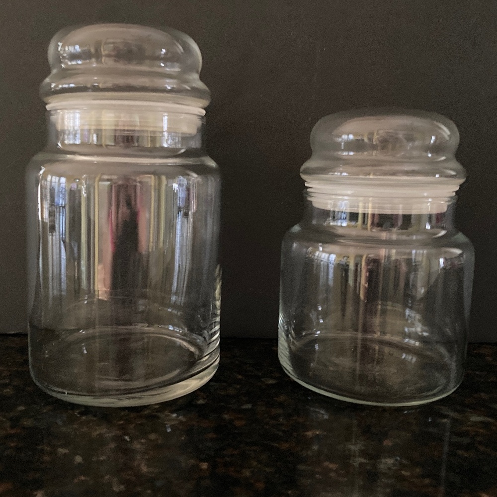 Two Airtight Glass Jars for Storage/Perfect for Candy Nuts Pet Treats and More!